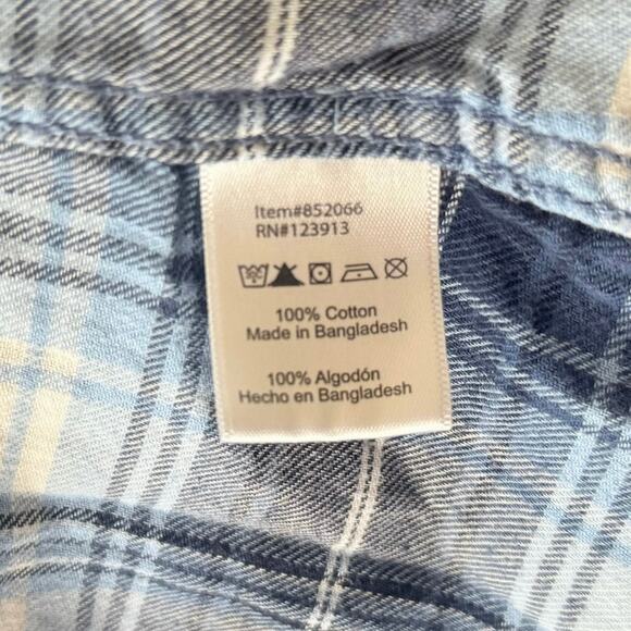 Jachs Girlfriend Bea Blue Plaid Snap Button Up Long Sleeve Shirt Women’s XS - Picture 7 of 9